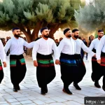 팔레스타인의 주요 사건 연대기 - A vibrant cultural festival scene in Ramallah showcasing Palestinian traditional dance Dabke with a ...