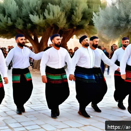 팔레스타인의 주요 사건 연대기 - A vibrant cultural festival scene in Ramallah showcasing Palestinian traditional dance Dabke with a ...
