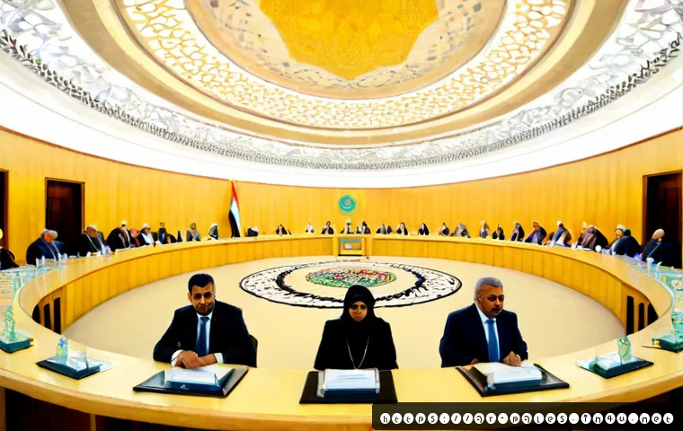 팔레스타인과 아랍연맹의 관계 - Photorealistic diplomatic meeting illustrating Palestine and Arab regional cooperation, Palestinian ...